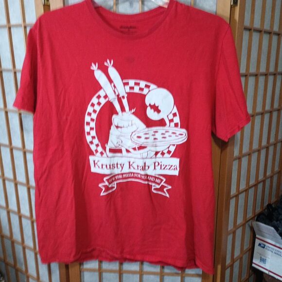 Nickelodeon Krusty Krab Pizza T-Shirt XL Red 100% Cotton SpongeBob - Picture 6 of 11